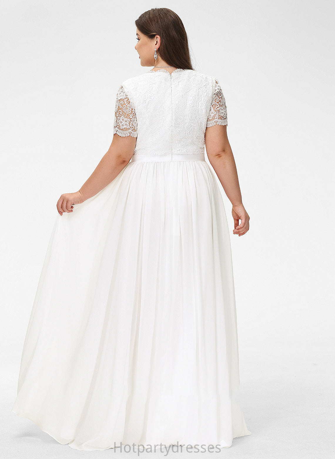 Lace Chiffon A-Line Wedding Dresses Dress V-neck Floor-Length Maci Wedding