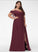 SplitFront Ruffle Embellishment Length Floor-Length Silhouette Fabric A-Line Neckline V-neck Mireya A-Line/Princess Bridesmaid Dresses