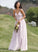 A-Line Embellishment SplitFront Asymmetrical Ruffle Neckline Silhouette Fabric V-neck Length Ava V-Neck Bridesmaid Dresses