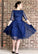 Bateau Navy A Line Jenna Homecoming Dresses Blue Half Sleeve Tulle Appliques Pleated Elegant