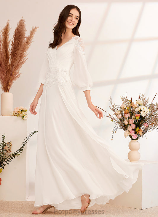 Wedding Floor-Length Dress V-neck A-Line Chiffon Wedding Dresses Audrey