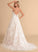 Mireya Wedding Ball-Gown/Princess V-neck Wedding Dresses With Lace Train Pockets Beading Tulle Dress Court