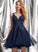 With Short/Mini Sequins Tulle V-neck A-Line Lace Haven Prom Dresses