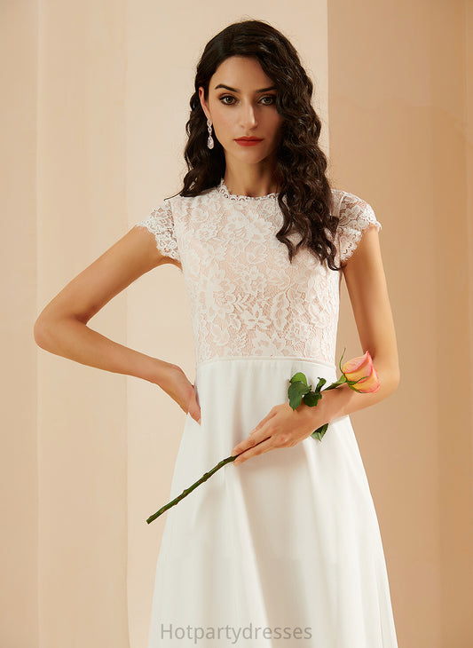 A-Line Jean Chiffon Scoop Wedding Dresses Dress Floor-Length Wedding Lace