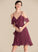 Neckline CascadingRuffles Silhouette V-neck Embellishment Fabric Length A-Line Knee-Length Nia A-Line/Princess Natural Waist Bridesmaid Dresses