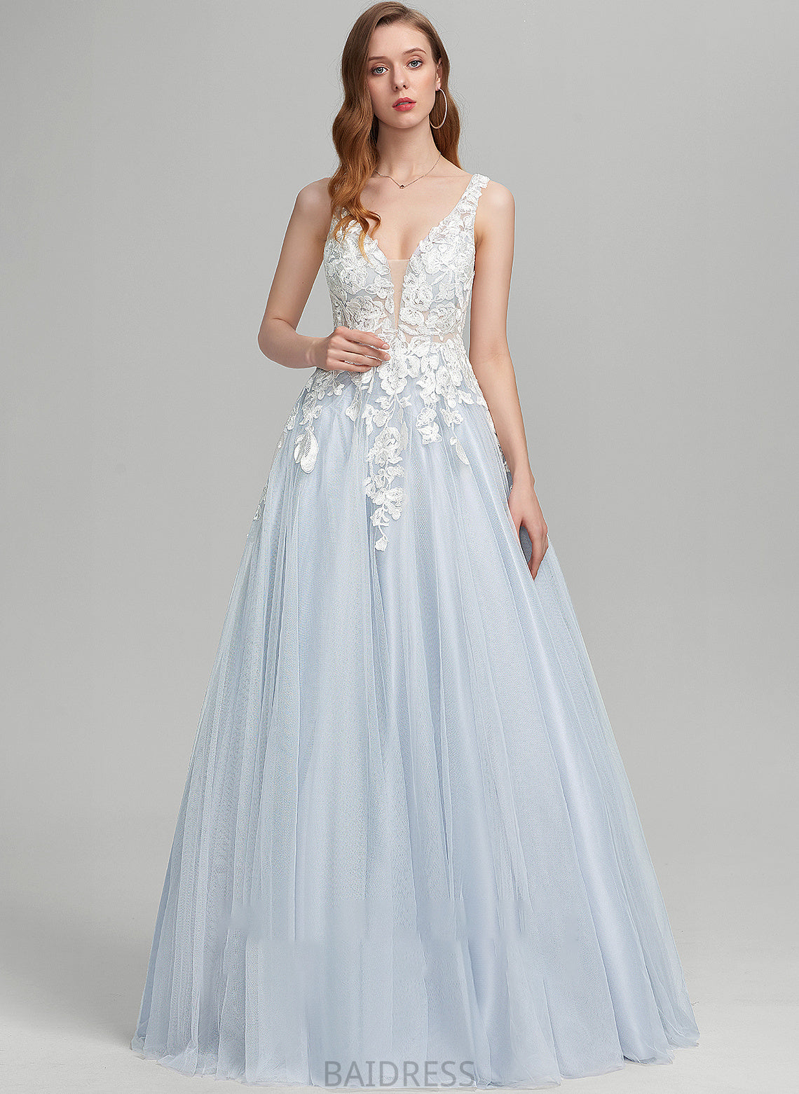 Floor-Length Tulle Prom Dresses Kyla V-neck Ball-Gown/Princess