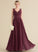 Fabric A-Line Embellishment V-neck Length Neckline Floor-Length Silhouette Ruffle Bow(s) Zaria Taffeta Bridesmaid Dresses