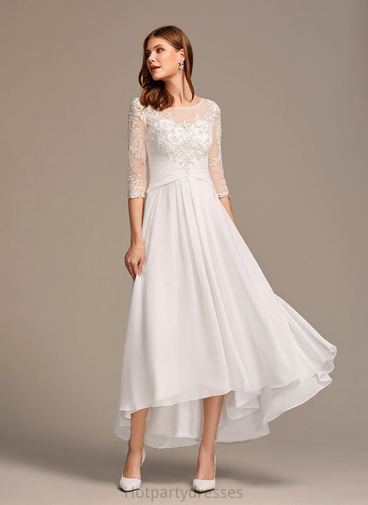 Illusion With Wedding Lilyana Lace Dress Chiffon A-Line Wedding Dresses Asymmetrical