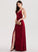 Karina Floor-Length Velvet V-neck Prom Dresses Front Split With A-Line