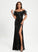 Sequined Feather Jamya With Sheath/Column Sequins Floor-Length Prom Dresses Scoop Neck