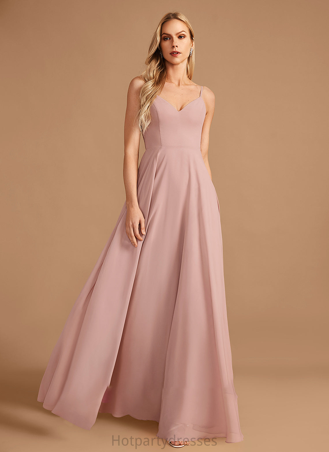 Lace Embellishment Silhouette Floor-Length Neckline A-Line V-neck Length Fabric Angelica Sleeveless Satin Bridesmaid Dresses