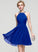 Ruffle Chiffon Scoop Prom Dresses Neck Beading Miriam With Knee-Length A-Line