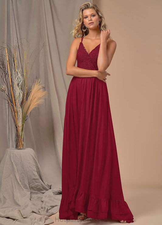 Daniela Sleeveless V-Neck A-Line/Princess Floor Length Natural Waist Bridesmaid Dresses