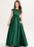 Floor-Length Satin Bow(s) Pockets Ariel Ball-Gown/Princess Lace Neck Junior Bridesmaid Dresses Scoop With