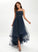 Asymmetrical Prom Dresses Sequins Neck With Ball-Gown/Princess Angel Lace Scoop Tulle