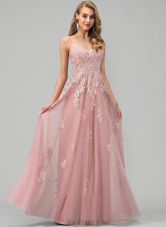 Prom Dresses Tulle Lace Ball-Gown/Princess Janae With Floor-Length V-neck
