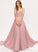 V-neck A-Line Neckline Straps Length Silhouette Floor-Length Fabric Lace Naima Floor Length Natural Waist Bridesmaid Dresses