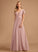 A-Line Length V-neck Fabric Neckline Ruffle Embellishment Floor-Length Silhouette Tessa Natural Waist Spaghetti Staps Bridesmaid Dresses
