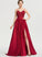 V-neck Sequins Beading Satin Ball-Gown/Princess Sweep With Kyleigh Front Train Prom Dresses Split