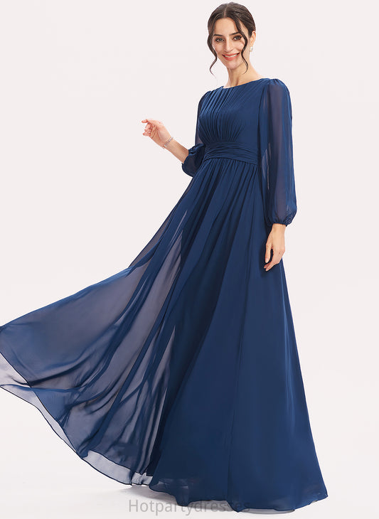 Ruffle Straps Floor-Length Embellishment A-Line Silhouette Length Fabric Adalyn Empire Waist A-Line/Princess Sleeveless Bridesmaid Dresses