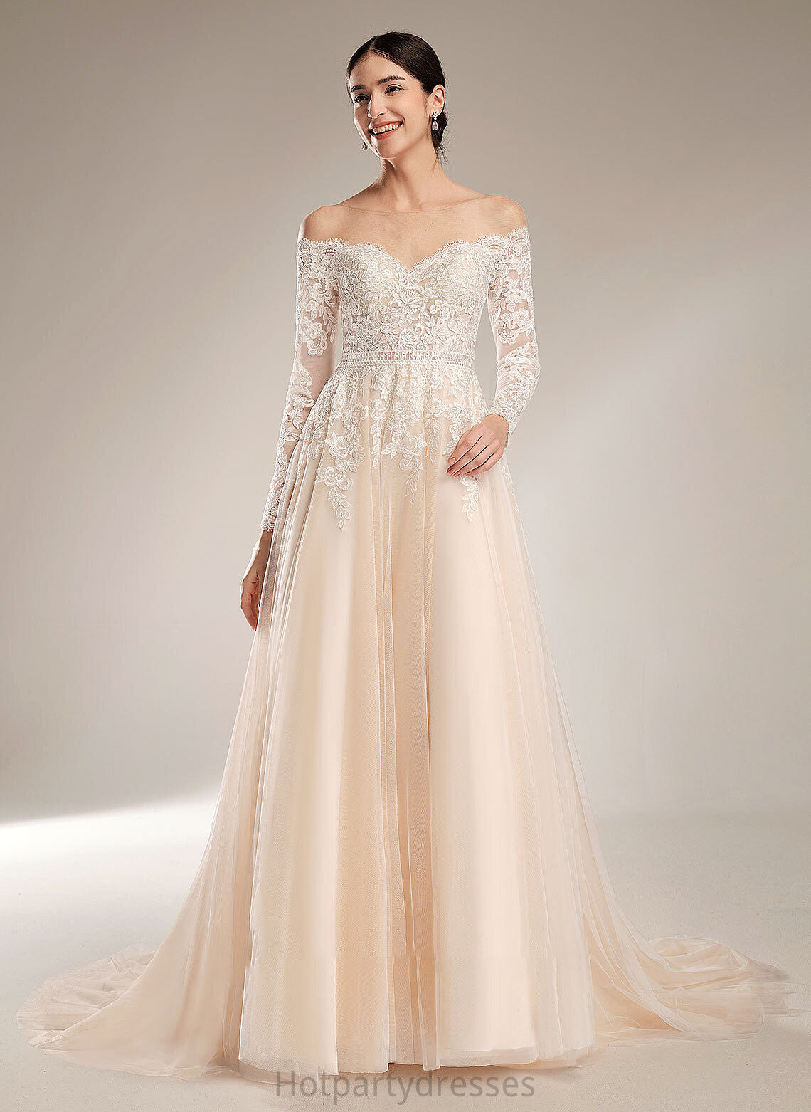 Dress Ball-Gown/Princess Chapel Train Wedding Dresses Wedding With Sequins Tabitha Illusion