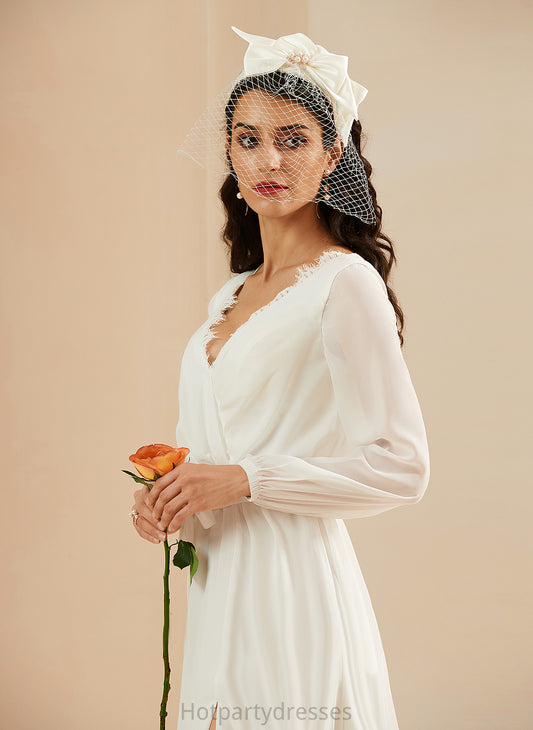 Dress V-neck Chiffon Ursula Wedding A-Line Floor-Length Lace Wedding Dresses