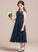 Junior Bridesmaid Dresses Shirley Scoop Neck Tea-Length Ruffle Lace With A-Line Chiffon
