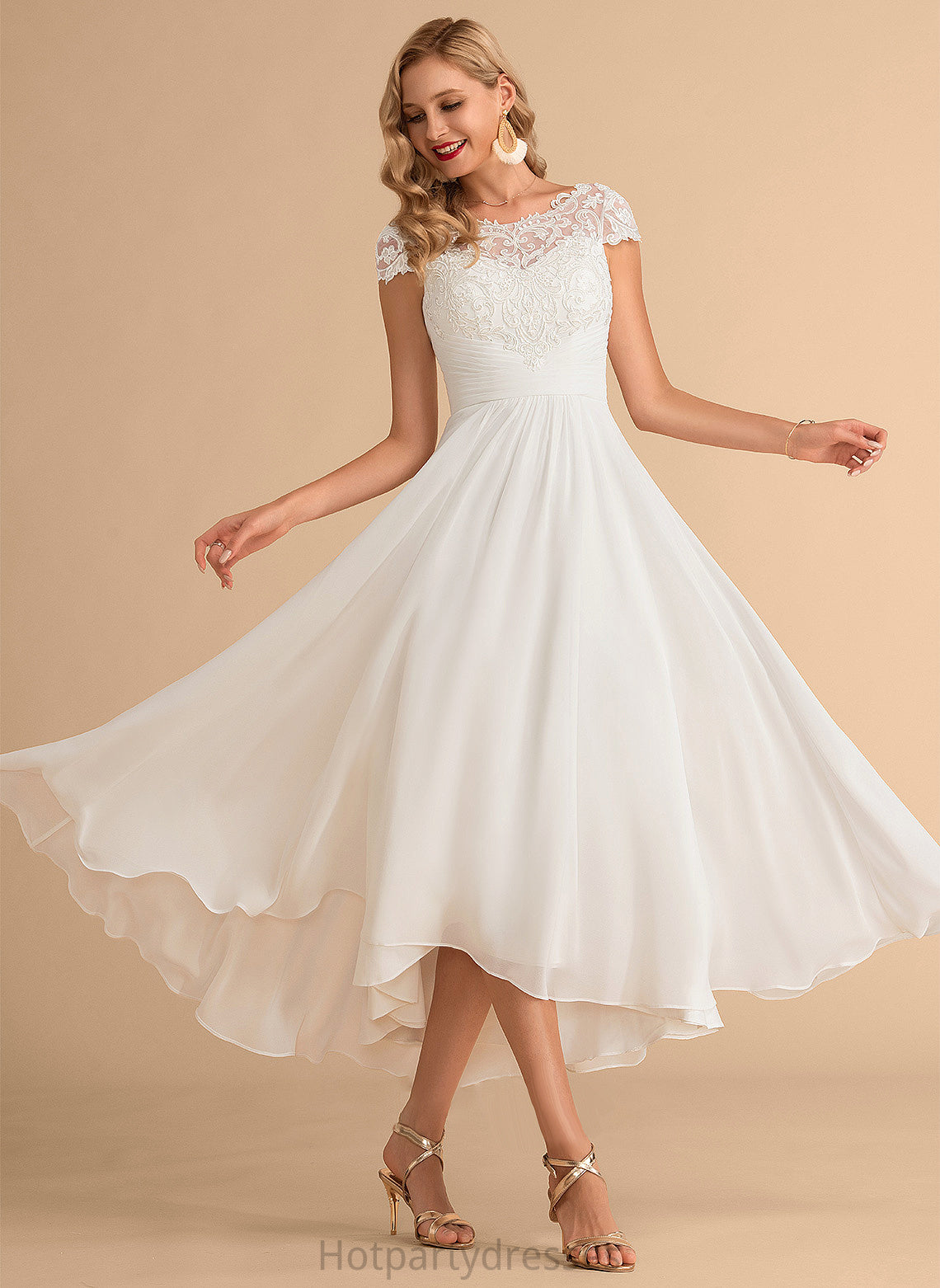 Asymmetrical Dress Scoop Chiffon Janae Wedding Neck A-Line Wedding Dresses