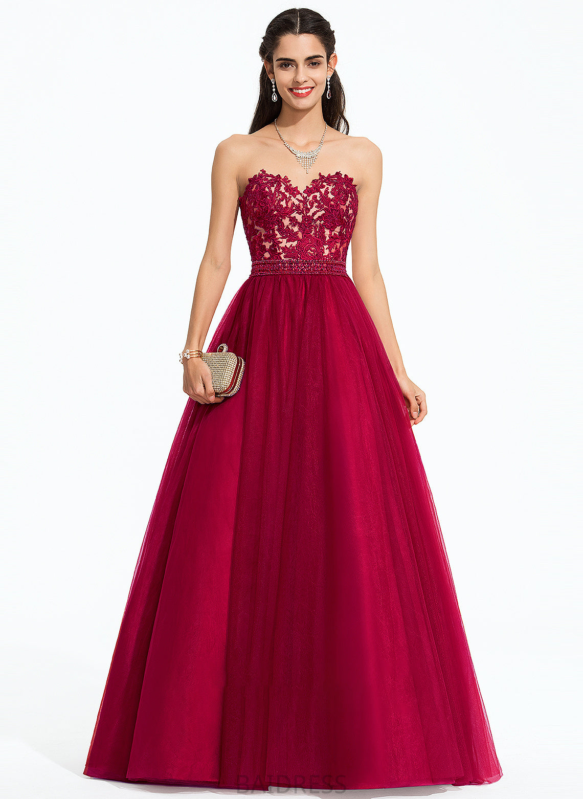 Beading Train Ball-Gown/Princess Sweetheart With Prom Dresses Sweep Susan Tulle Sequins