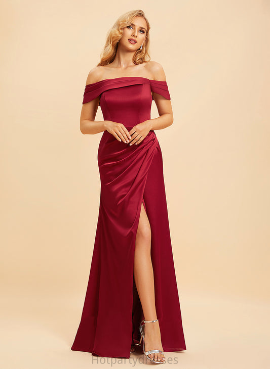 Embellishment Silhouette SplitFront Neckline A-Line Fabric Off-the-Shoulder Length Floor-Length Carissa Sleeveless A-Line/Princess Bridesmaid Dresses