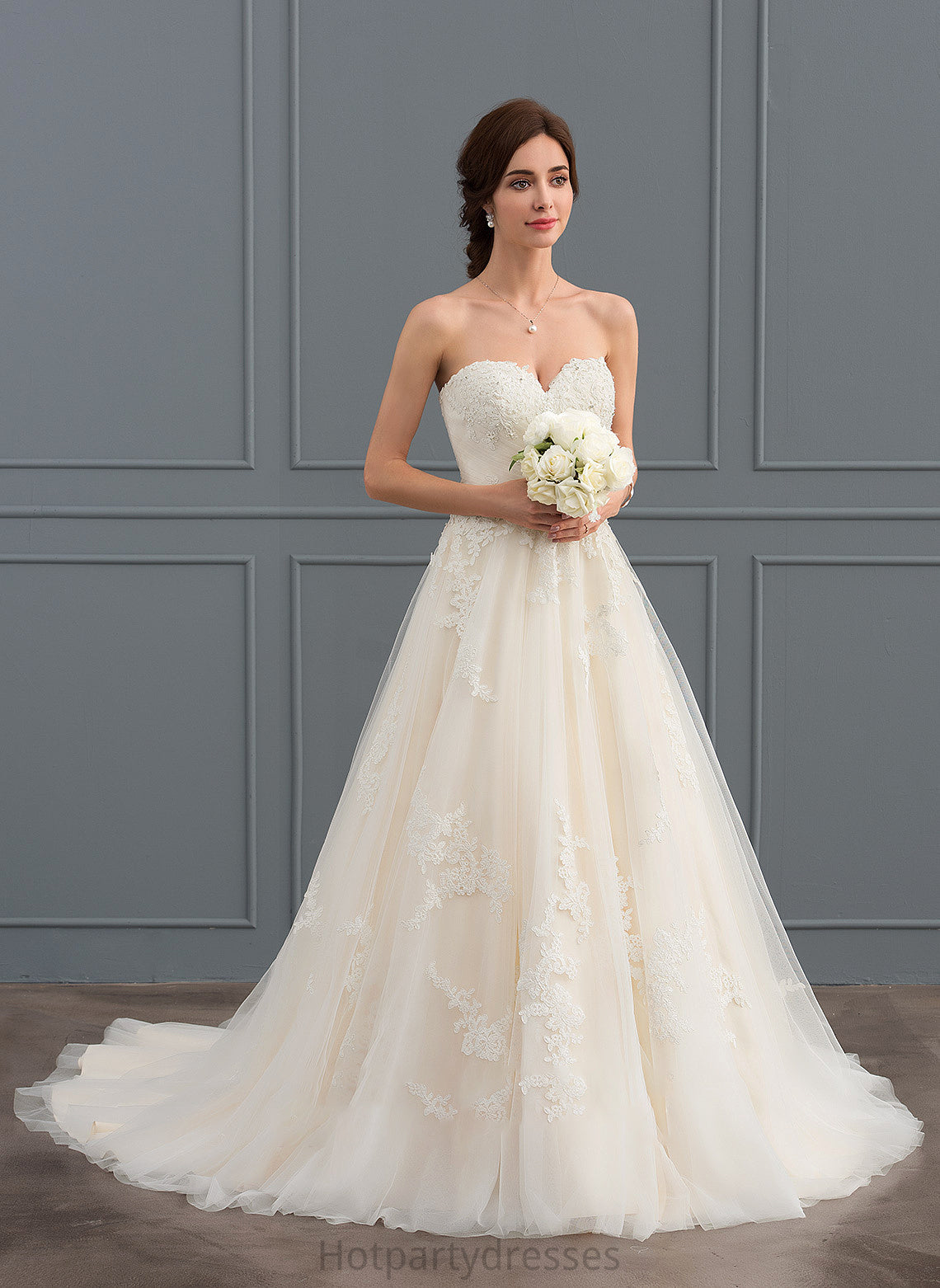 Beading Tulle Wedding Train Miriam Sweetheart Court Ball-Gown/Princess Ruffle With Wedding Dresses Dress