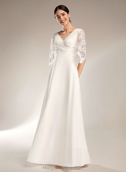 V-neck Wedding Lace Chiffon Jaylynn Wedding Dresses Sheath/Column Floor-Length Dress
