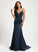 Sweep Lace Prom Dresses Satin Trumpet/Mermaid V-neck Sequins Train With Aiyana