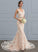 V-neck Dress Wedding Dresses Trumpet/Mermaid Taryn Wedding With Beading Chapel Lace Tulle Train