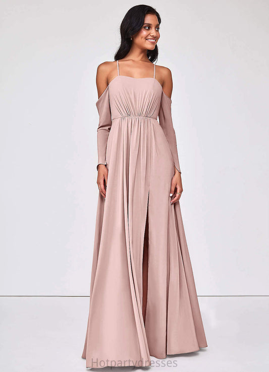 Pam Natural Waist V-Neck A-Line/Princess Floor Length Sleeveless Bridesmaid Dresses