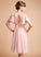 Silhouette Sweetheart Neckline Fabric Embellishment Knee-Length Length CascadingRuffles Empire Hazel Natural Waist Straps Bridesmaid Dresses