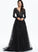 Sweep V-neck Lace With Sequins Ellen Ball-Gown/Princess Tulle Prom Dresses Train