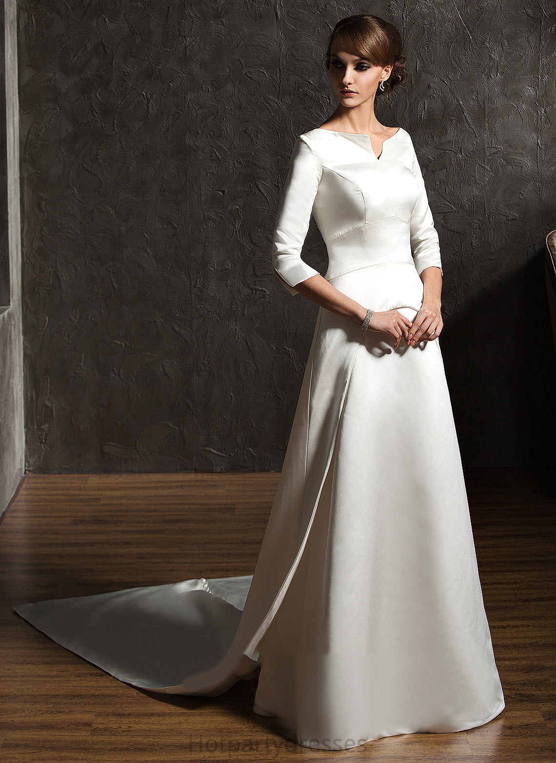 A-Line Watteau Dress Satin Train Wedding Wedding Dresses Zara