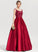 Scoop Prom Dresses Ball-Gown/Princess Satin Floor-Length Sequins Kaia With Neck