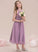 Sasha Halter A-Line Chiffon With Ruffle Tea-Length Junior Bridesmaid Dresses