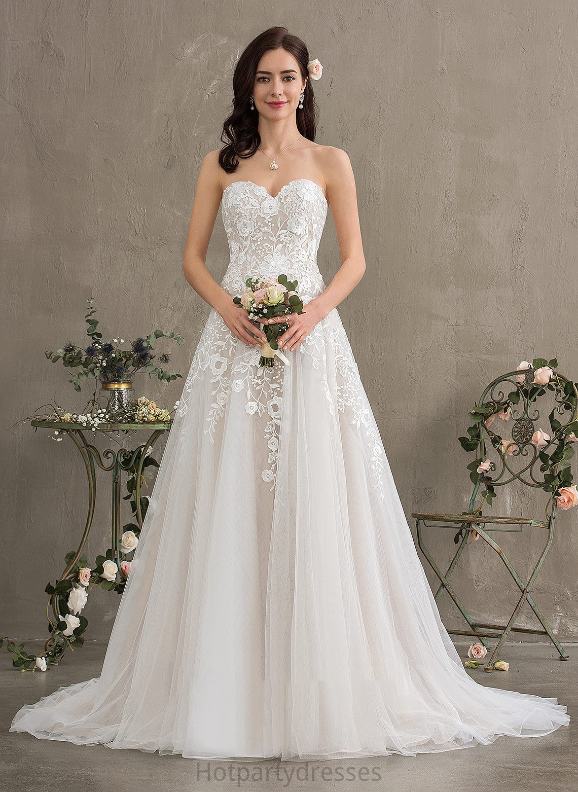 Ball-Gown/Princess Sweetheart Wedding Dress Train Court Ariella Tulle Wedding Dresses