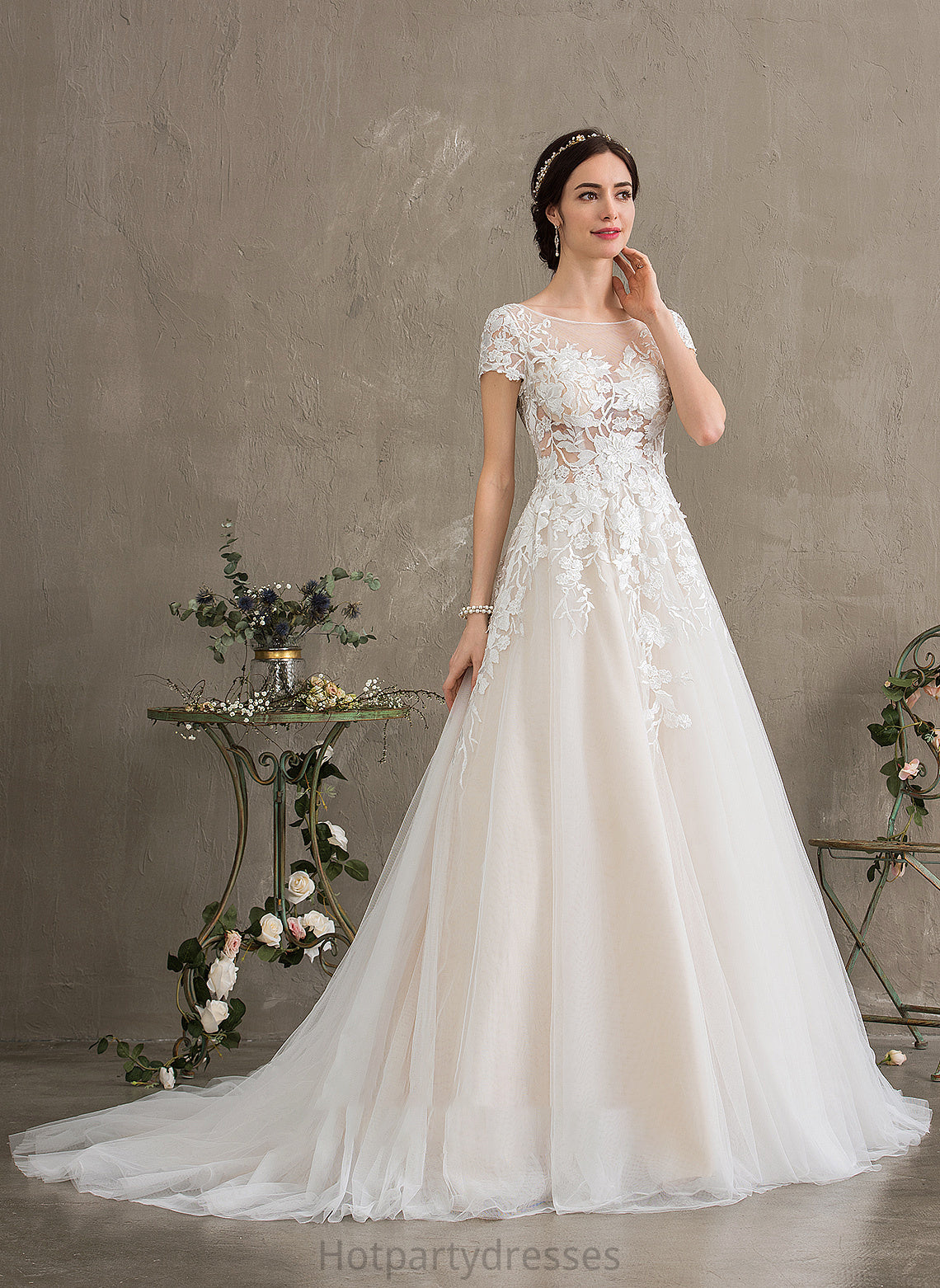 Illusion Wedding Train Court Dress Alyson Wedding Dresses Tulle Ball-Gown/Princess