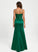 With Satin Prom Dresses Sheath/Column Floor-Length V-neck Lace Elsie Sequins
