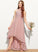 Junior Bridesmaid Dresses Asymmetrical Lace Chiffon Neck A-Line Scoop Lexie