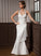 Josie Sequins Wedding Halter Floor-Length Lace Ruffle Sheath/Column Satin With Dress Beading Wedding Dresses Chiffon Appliques