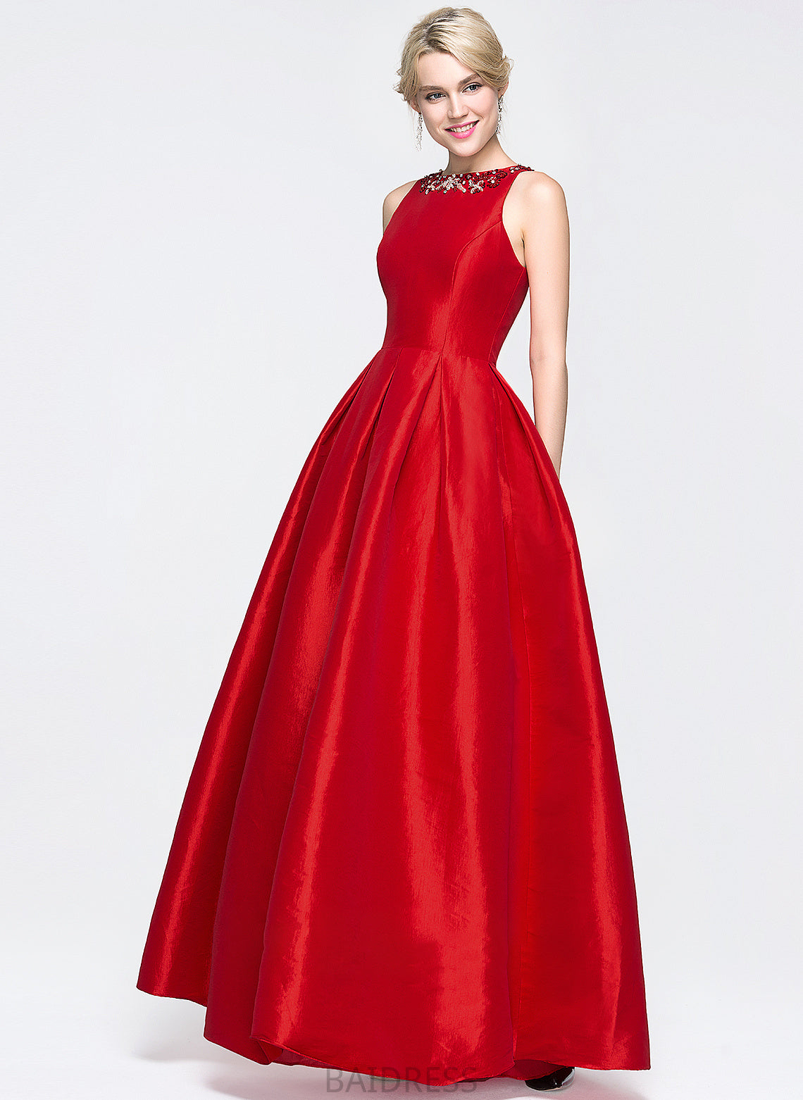 Prom Dresses With Taffeta Jaida Neck Sequins Ball-Gown/Princess Beading Scoop Floor-Length