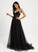 Prom Dresses Tulle Ball-Gown/Princess Sweep Pleated V-neck Elaina With Train