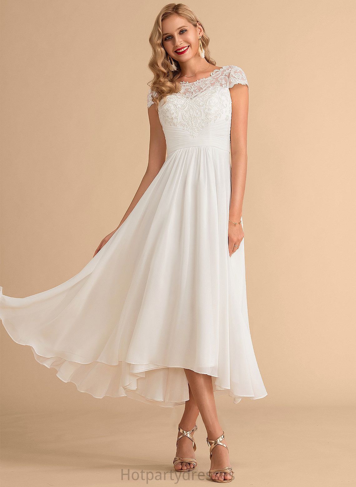 Asymmetrical Dress Scoop Chiffon Janae Wedding Neck A-Line Wedding Dresses