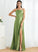 Fabric Floor-Length CowlNeck Embellishment Length SplitFront Neckline Silhouette A-Line Magdalena Natural Waist Floor Length Bridesmaid Dresses
