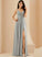 Jaylyn Front Sequins With Floor-Length Prom Dresses Lace V-neck Split Chiffon A-Line